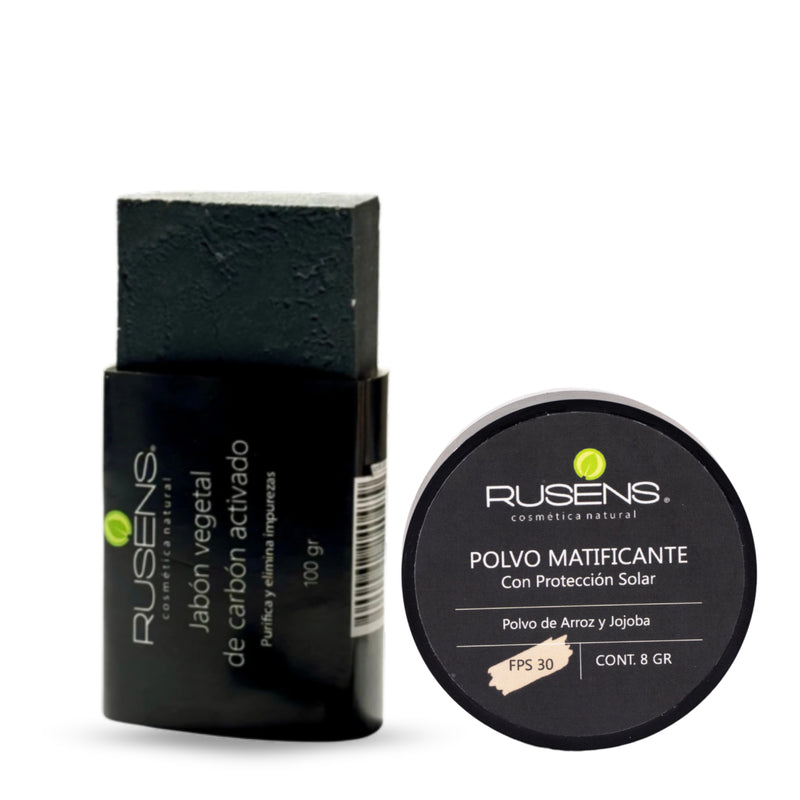 Duo Polvo matificante y Carbón activado (Piel Grasa)