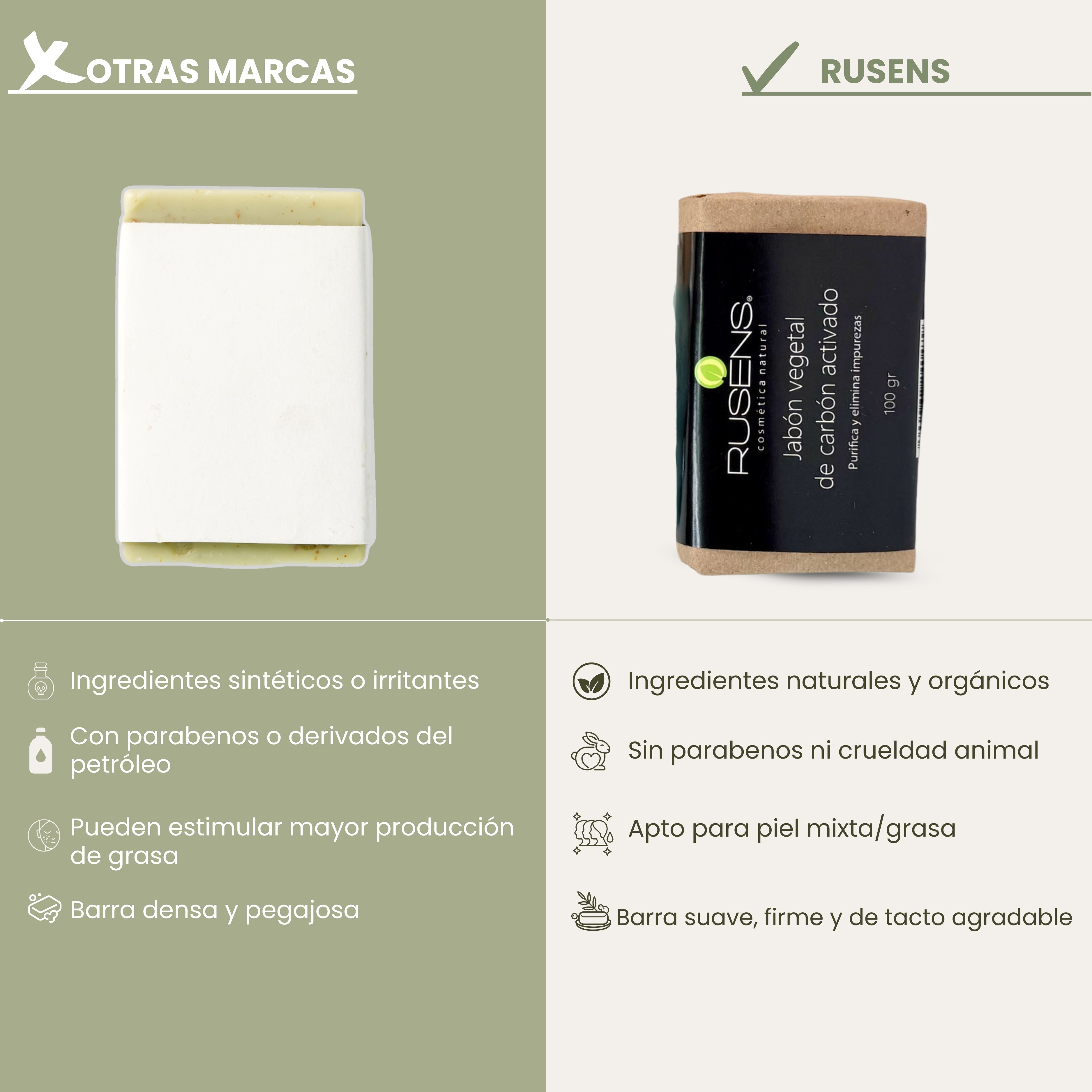 Jabón Vegetal de Carbón Activado - 100g